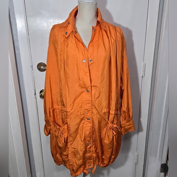 Vintage Oversized Foxrun Bright Orange Rain Jacket Sz M - Picture 1 of 9